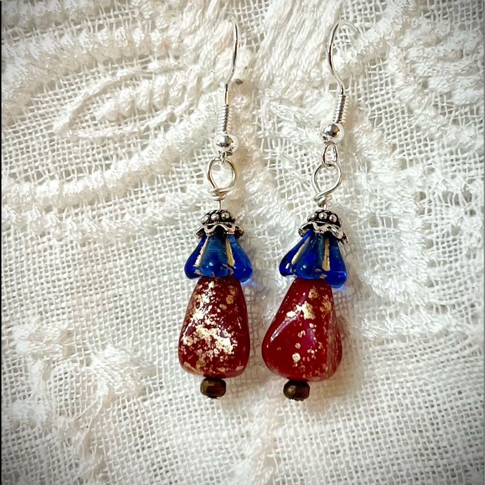 Sterling silver and Premium Czech earrings.